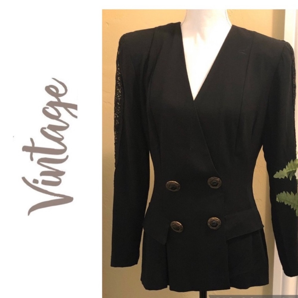 DB Designs Skirt Suit Black 90’s Vintage size 6
